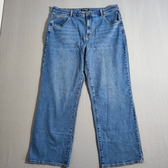 Buffalo jeans women's size 16 denim blue colour Della High rise Wide leg jean - Picture 1 of 14
